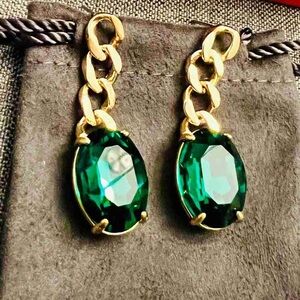 Alexis Bittar Gold and Green Gemstone Earrings